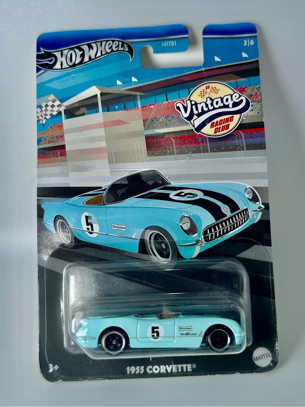 Hot Wheels 1955 Corvette Vintage Racing Club Chevrolet Light Blue HRV01-4B10